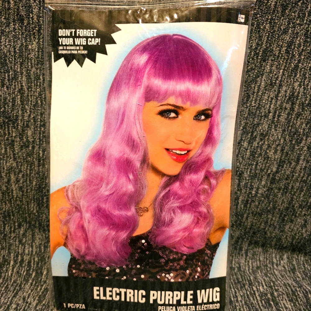 Electric Purple Wig- Color Purple- Halloween Costume- New- RRR Halloween Wigs